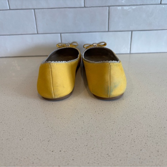 Authentic Coach Ballet Flats Butter Yellow Leather Silver Bow Shoes Size 7 - Picture 3 of 9
